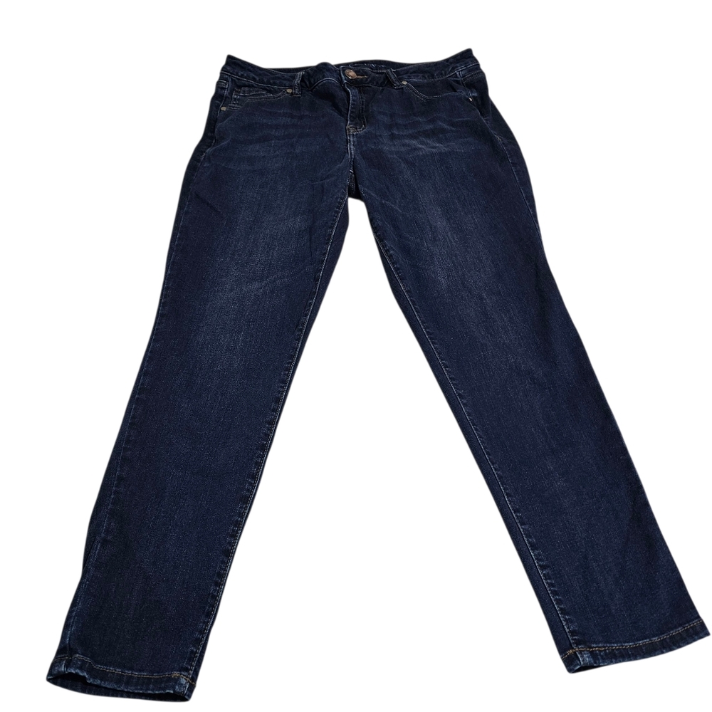 Lane Bryant Midrise Super Stretch Cigatette Ankle Jeans Dark Wash Blue Size 16